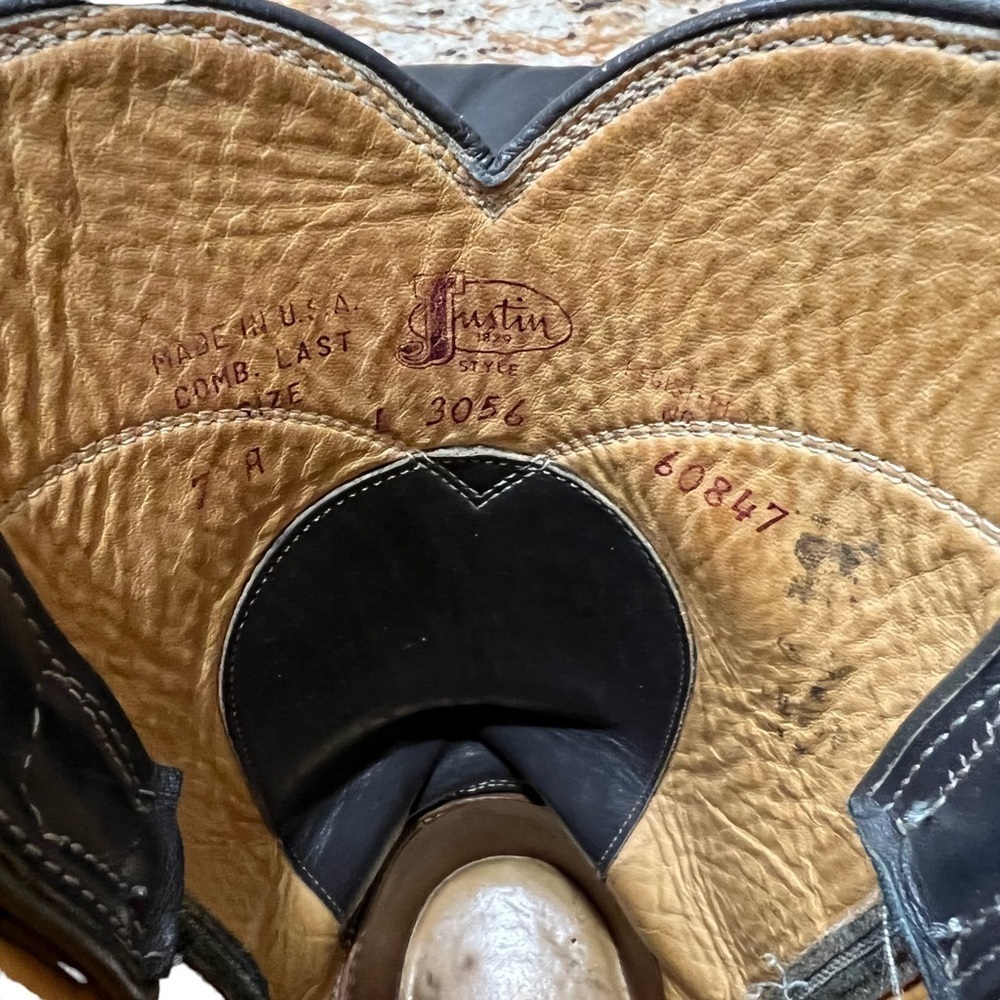 JUSTIN BOOTS Roper Blue Gray Leather Cowgirl Boots Size 7A - Picture 4 of 11